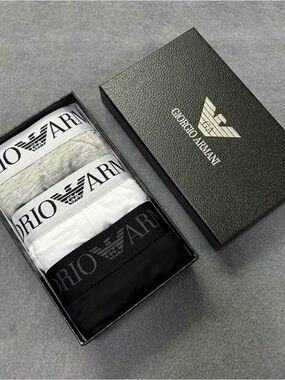 Giorgio Armani Youth 3-Pack Cotton Blend Briefs - Black, White, Gray